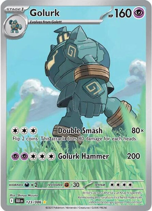Golurk 123/086 Holo Illustration Rare Black Bolt Pokemon Near Mint