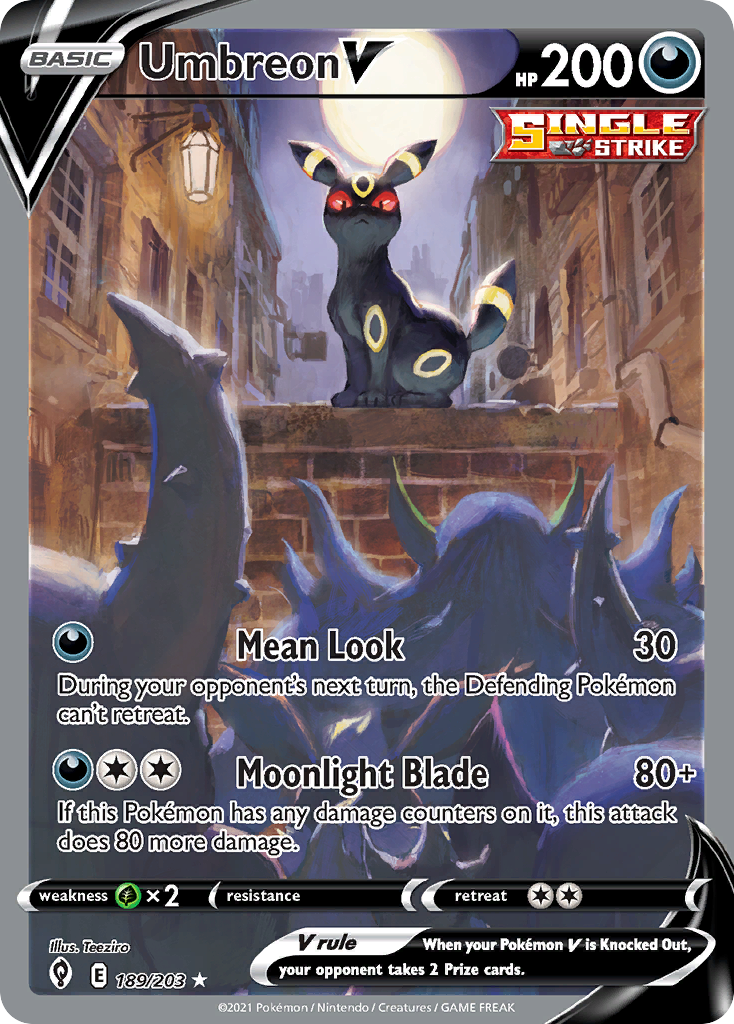Umbreon V 189/203 Ultra Rare Evolving Skies Pokemon Holo Near Mint