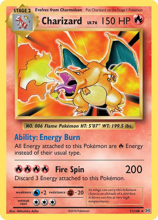 Charizard 11/108 Rare Evolutions Pokemon Reverse Holo Lightly Played