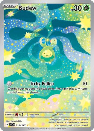 Budew 221/217 Illustration Rare Ascended Heroes Pokemon Holo Near Mint