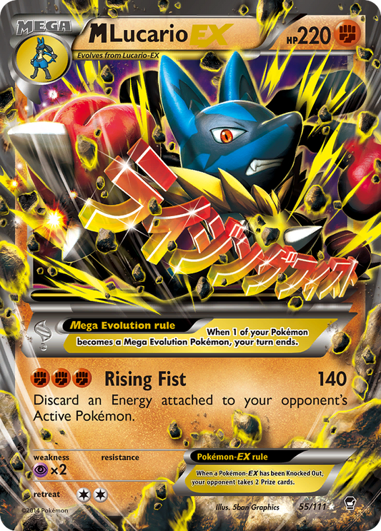 M Lucario EX 55/111 Holo EX Rare Furious Fists Pokemon Moderately Played