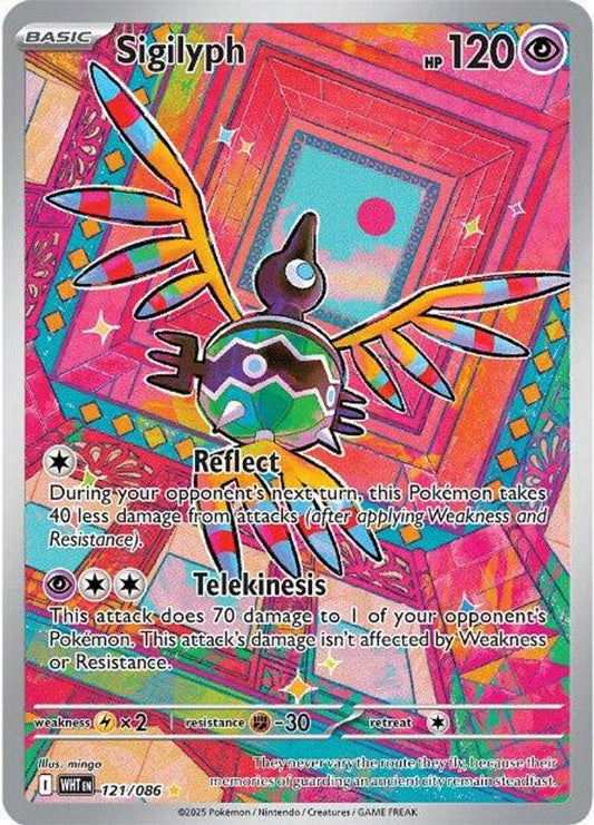 Sigilyph 121/086 Illustration Rare White Flare Pokemon Holo Near Mint