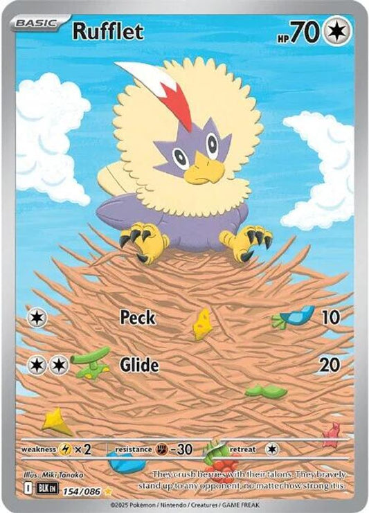 Rufflet 154/086 Holo Illustration Rare Black Bolt Pokemon Near Mint
