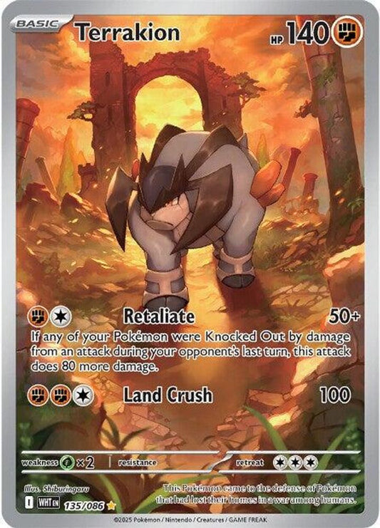 Terrakion 135/086 Illustration Rare White Flare Pokemon Holo Near Mint