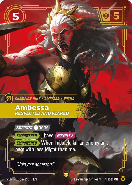 Ambessa, Respected and Feared (Alternate Art) 136A/166 Vendetta Riftbound NM