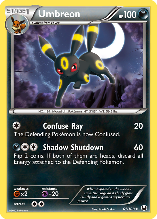 Umbreon 61/108 Uncommon Dark Explorers Pokemon Near Mint