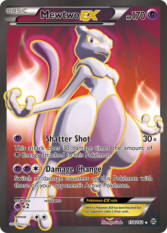Mewtwo EX 158/162 Ultra Rare BREAKthrough Pokemon Moderately Played