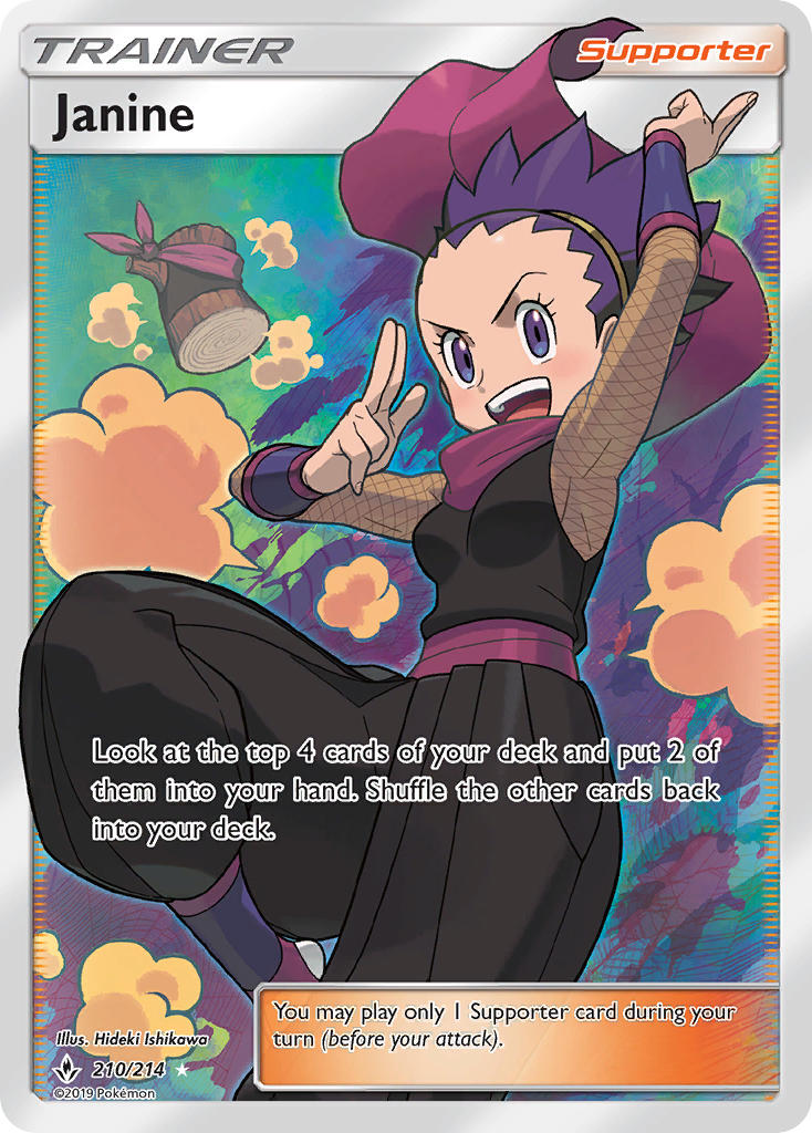 Janine 210/214 Ultra Rare Unbroken Bonds Pokemon Near Mint