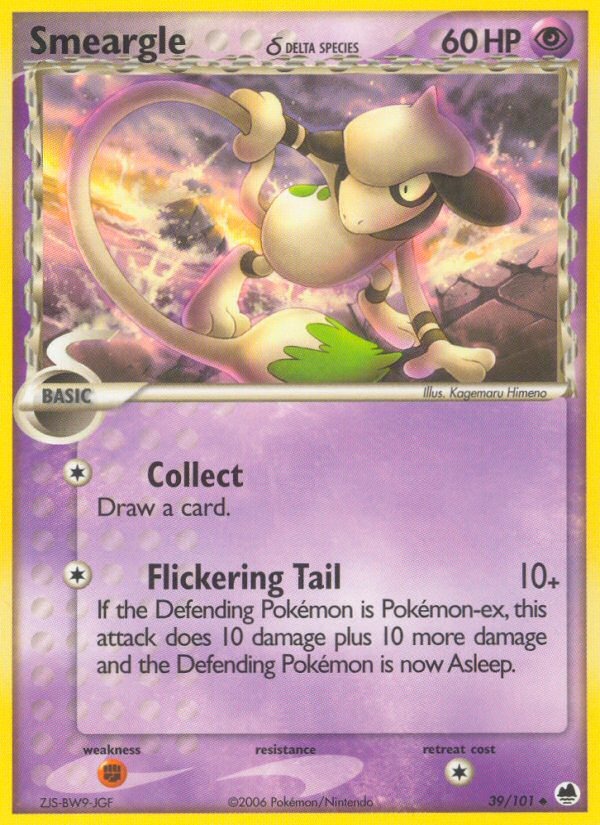 Smeargle 39/101 Uncommon Dragon Frontiers Pokemon Reverse Holo Near Mint