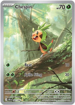 Chespin 087/086 Shiny Rare ME04: Chaos Rising Pokemon Near Mint