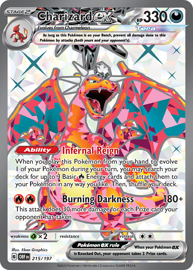Charizard ex 215/197 Ultra Rare Obsidian Flames Pokemon Near Mint