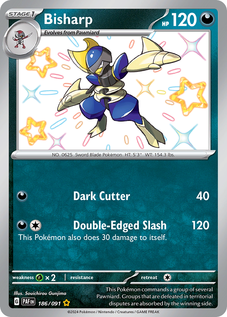 Bisharp 186/091 Shiny Rare Paldean Fates Pokemon Near Mint