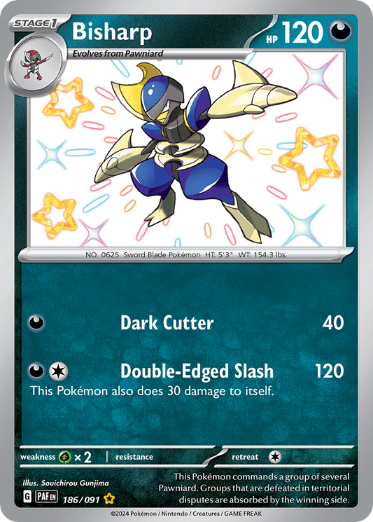 Bisharp 186/091 Shiny Rare Paldean Fates Pokemon Near Mint